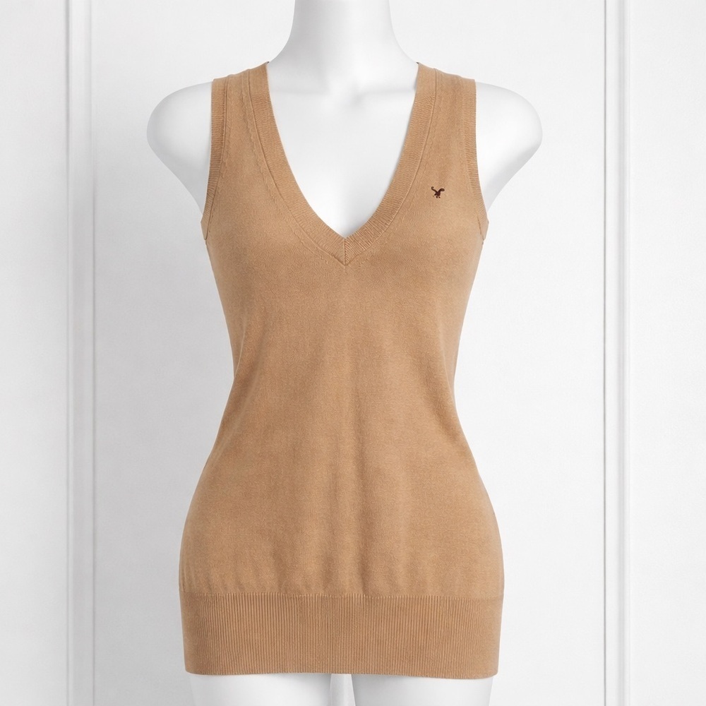 American Eagle Y2K Sweater Vest Womens S V Neck Cotton Wool Preppy Academia Vtg